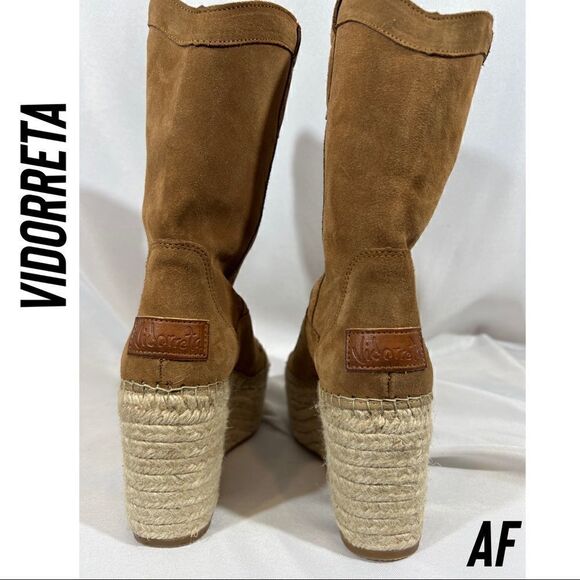 VIDORRETA TEXAN WEDGE BOOT IN CAMEL SUEDE NEW SIZE 41 - Picture 4 of 9